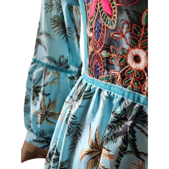 Vacation Style Maxi Dress Boho Chic Embroided Nwt Size L Asia 8 US - Picture 7 of 9